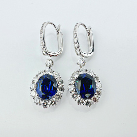 купить Золотые серьги с природными бриллиантами и сапфирами 7,22 карат в Москве