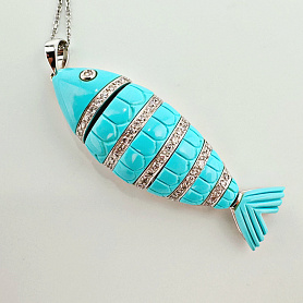 купить Золотая подвеска с бирюзой и бриллиантами в Москве