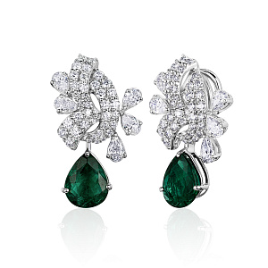 купить Золотые серьги с природными изумрудами и бриллиантами 3,60 карат в Москве