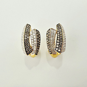 купить Золотые серьги с природными бриллиантами 0,94 карат в Москве