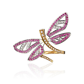 купить Золотое кольцо с сапфирами и бриллиантами в Москве