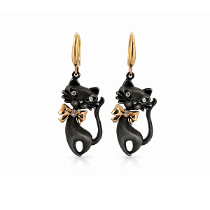 купить Серьги с бриллиантами "Кошки" в Москве