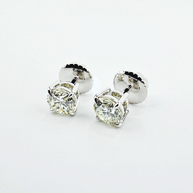 купить Золотые серьги - пусеты с бриллиантами 1,40 карат в Москве