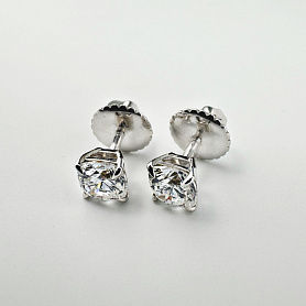 купить Золотые серьги - пусеты с природными бриллиантами 1,41 карат в Москве