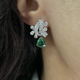 купить Золотые серьги с природными изумрудами и бриллиантами 3,60 карат в Москве