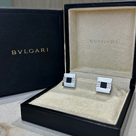 купить Золотые запонки бренда Bvlgari с ониксом в Москве