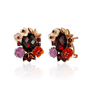 купить Золотые серьги с цитринами и перламутром в Москве