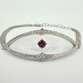 купить Золотой браслет с бриллиантами и турмалином в Москве