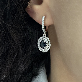 купить Золотые серьги с сапфирами и бриллиантами МЮЗ в Москве