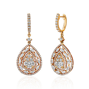 купить Золотые серьги с природными бриллиантами 3,65 карат в Москве