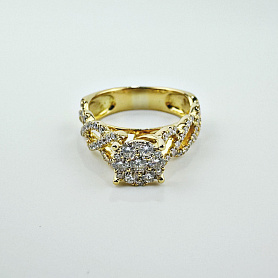 купить Золотое кольцо с природными бриллиантами 1,14 карат в Москве