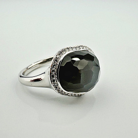 купить Золотое кольцо с кварцем и бриллиантами 0,20 карат в Москве