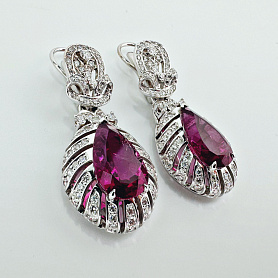 купить Золотые серьги с природными рубеллитами 9,23 карат в Москве