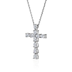 купить Золотая подвеска-крест с природными бриллиантами 1,10 карат в Москве