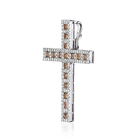 купить Золотая подвеска-крест с природными бриллиантами 2,55 карат в Москве