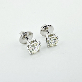 купить Золотые серьги - пусеты с бриллиантами 1,40 карат в Москве