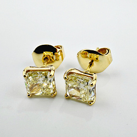 купить Золотые серьги - пусеты с жёлтыми бриллиантами 2,85 карат в Москве