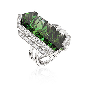 купить Золотое кольцо с верделитом и бриллиантами  в Москве