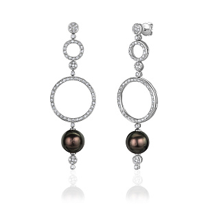 купить Золотые серьги с жемчугом и бриллиантами 0,73 карат в Москве