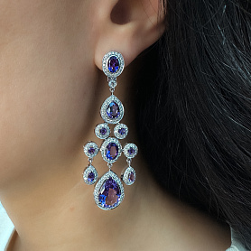 купить Золотые серьги с аметистами и бриллиантами в Москве