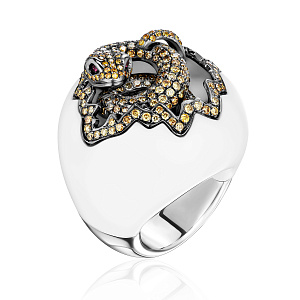 купить Золотое кольцо с природными бриллиантами "Змея" 2,76 карат в Москве