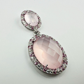 купить Золотая подвеска с бриллиантами и розовыми сапфирами в Москве