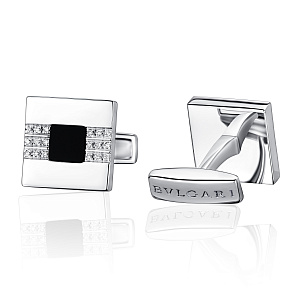 купить Золотые запонки бренда Bvlgari с ониксом в Москве