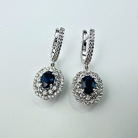 купить Золотые серьги с сапфирами и бриллиантами МЮЗ в Москве