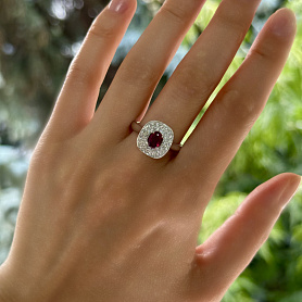 купить Золотое кольцо с турмалином и бриллиантами 0,38 карат в Москве