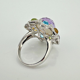 купить Золотое кольцо с аметистами, цитринами и топазами в Москве