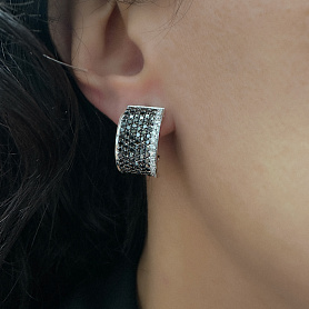 купить Золотые серьги с чёрными бриллиантами 3,12 карат в Москве