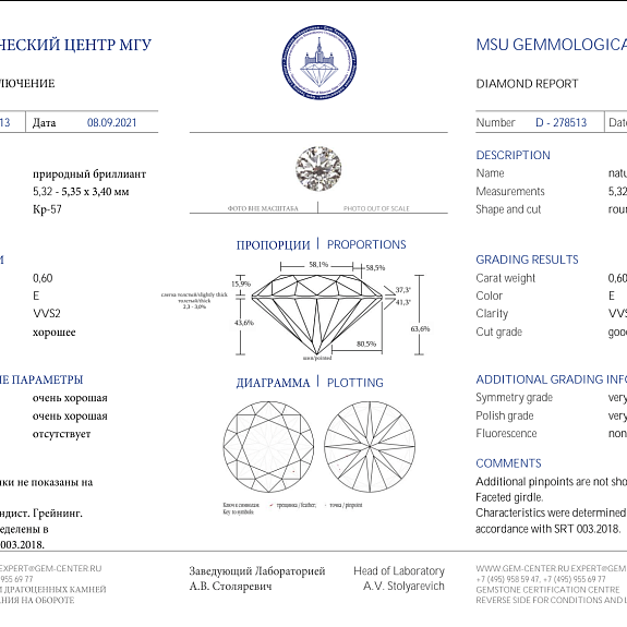 купить 0,39 ct. (E/VVS2) в Москве
