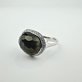 купить Золотое кольцо с кварцем и бриллиантами 0,20 карат в Москве