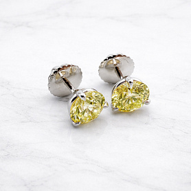 купить Золотые серьги - пусеты с жёлтыми бриллиантами 3.04 карат в Москве