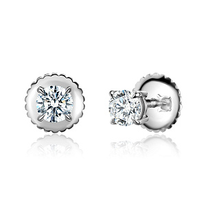 купить Золотые серьги - пусеты с природными бриллиантами 0,68 карат  в Москве