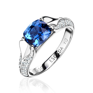 купить Кольцо с природным сапфиром 2 карата и бриллиантами в Москве