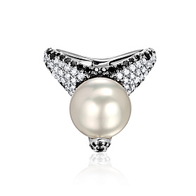 купить Золотое кольцо с жемчугом и бриллиантами 0,60 карат в Москве