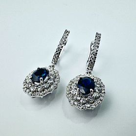 купить Золотые серьги с сапфирами и бриллиантами МЮЗ в Москве