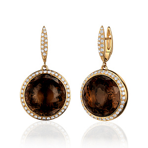 купить Золотые серьги с топазами и бриллиантами 1,40 карат в Москве