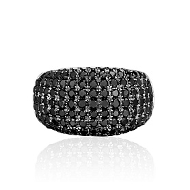 купить Золотое кольцо с черными бриллиантами 2,15 карат в Москве