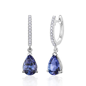 купить Золотые серьги с природными танзанитами и бриллиантами 2,82 карат в Москве