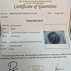 купить Золотое кольцо с чёрными и белыми бриллиантами в Москве