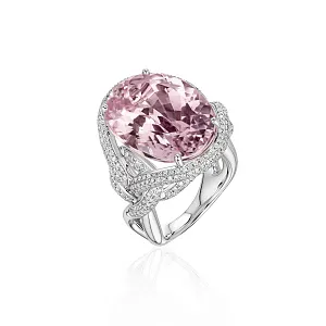 купить Золотое кольцо с кунцитом и бриллиантами 1,70 карат в Москве