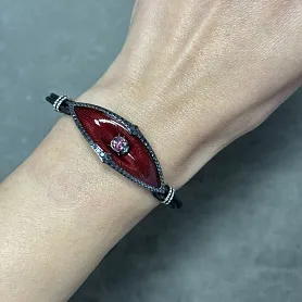 купить Золотой браслет с бриллиантами и рубинами в Москве