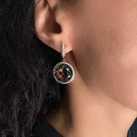 купить Золотые серьги с топазами и бриллиантами 1,40 карат в Москве