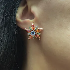 купить Золотые серьги с цитринами, празиолиттами и топазами в Москве