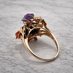 купить Золотое кольцо с цитринами и перламутром в Москве