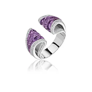 купить Золотое кольцо с аметистами и бриллиантами в Москве