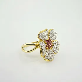 купить Золотое кольцо с рубинами и бриллиантами 1,05 карат в Москве