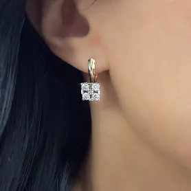 купить Золотые серьги с природными бриллиантами 1,32 карат в Москве